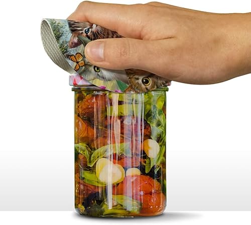 Miniatura 2 de Gatos y mariposas Selfie redondo goma antideslizante tarro agarrador tapa abridor