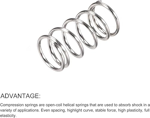 Miniatura 130 de METALLIXITY Resortes de compresión (0.020 x 0.118 in de diámetro exterior, 0.787 in de longitud libre) 20 unidades, resorte de extensión de acero