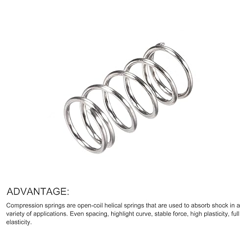 Miniatura 20 de METALLIXITY Resortes de compresión (0.031 x 0.315 in de diámetro exterior, 1.969 in de longitud libre) 20 unidades, resorte de extensión de acero