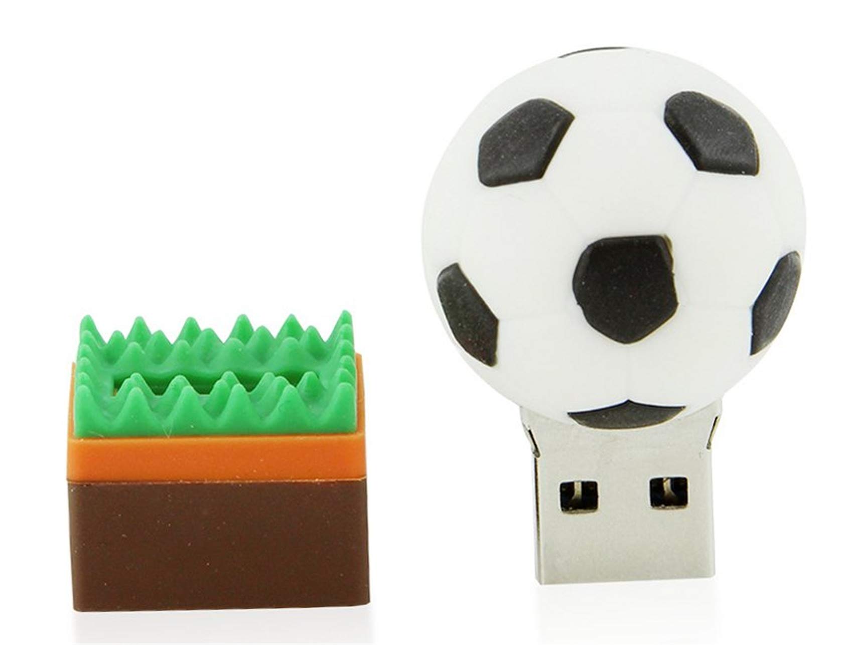 Ulticool - Fußball 16 GB - Grün Gras USB Flash Pen Drive - Football Green Grass Memory Stick Daten Aufbewahrung - Speicherstick - Weiß Schwarz und Grün - 2