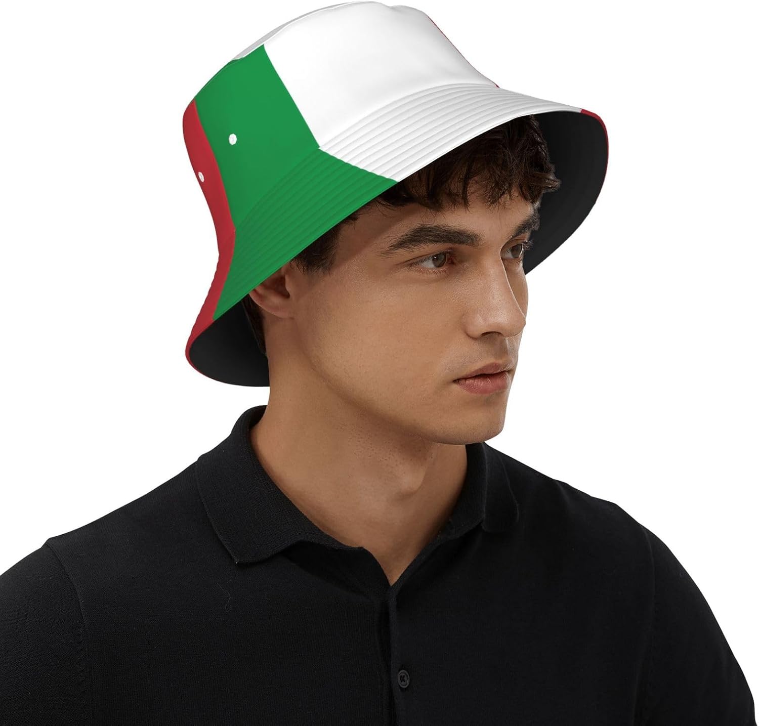 Italian Flag Print Sun Hat Outdoor Fisherman Cap Summer Bucket Hat Beach for Men Women Black