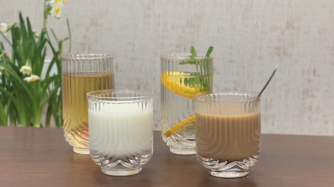 Amazon.com | Cocktail Glasses with Ribbed Glassware Set of 4