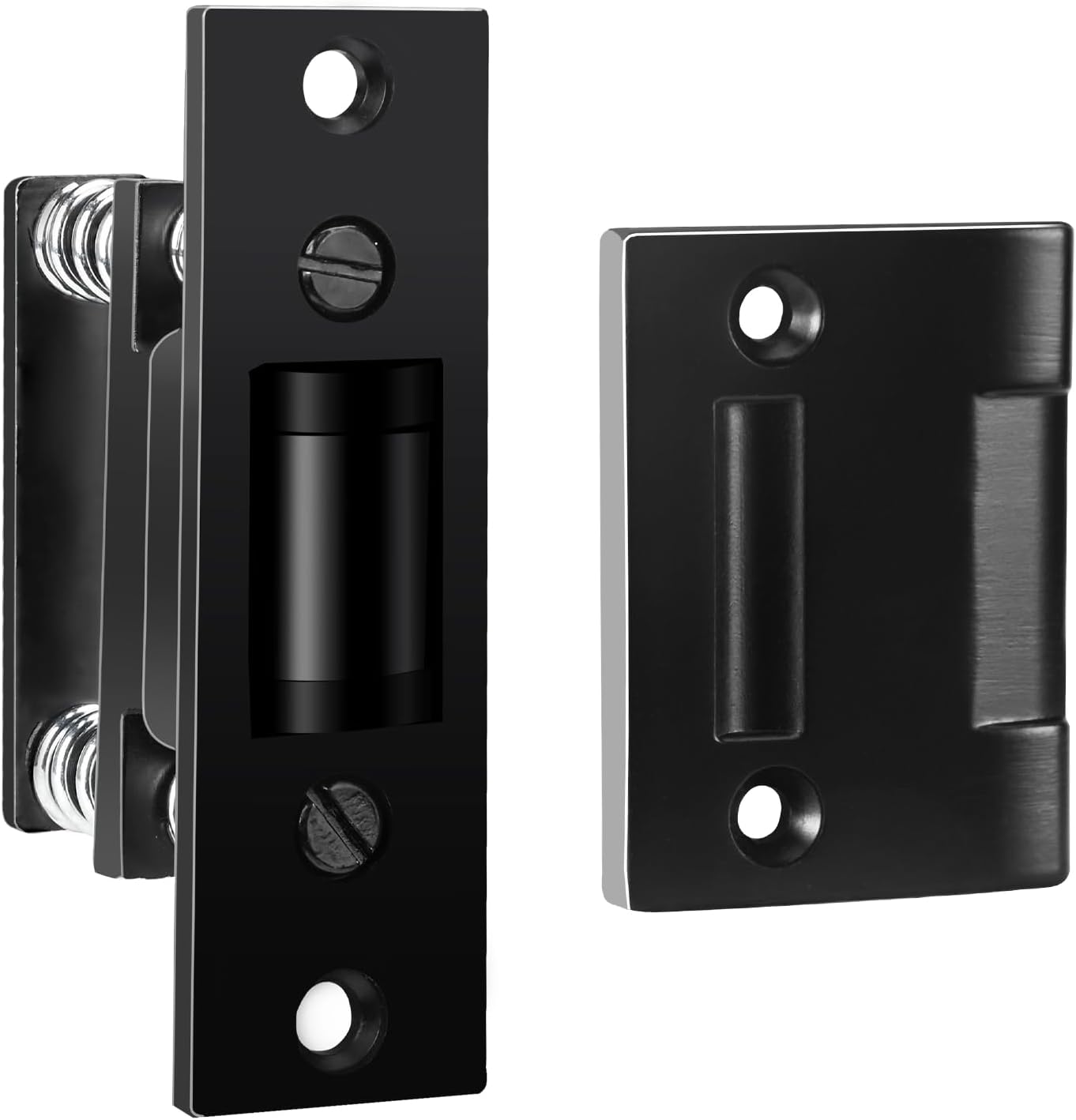 HOMOTEK 1 Pack Commercial Heavy Duty Door Roller Catch, Drive in Ball Catch with Strike Plate Solid Zinc Adjustable Silent Door Latch, Spring Tension Roller, Black