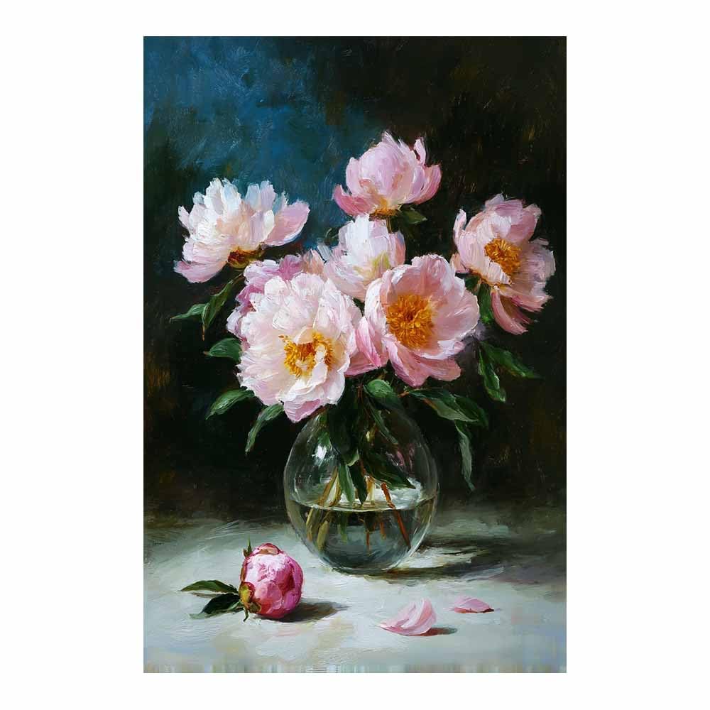 Xeniou Multicolor Flowers Wall Art Blushs Peony Still Lifes Canvas Wall Art, For Bedroom Office Home Decorations(Multicolor)-80X120cm Unframed