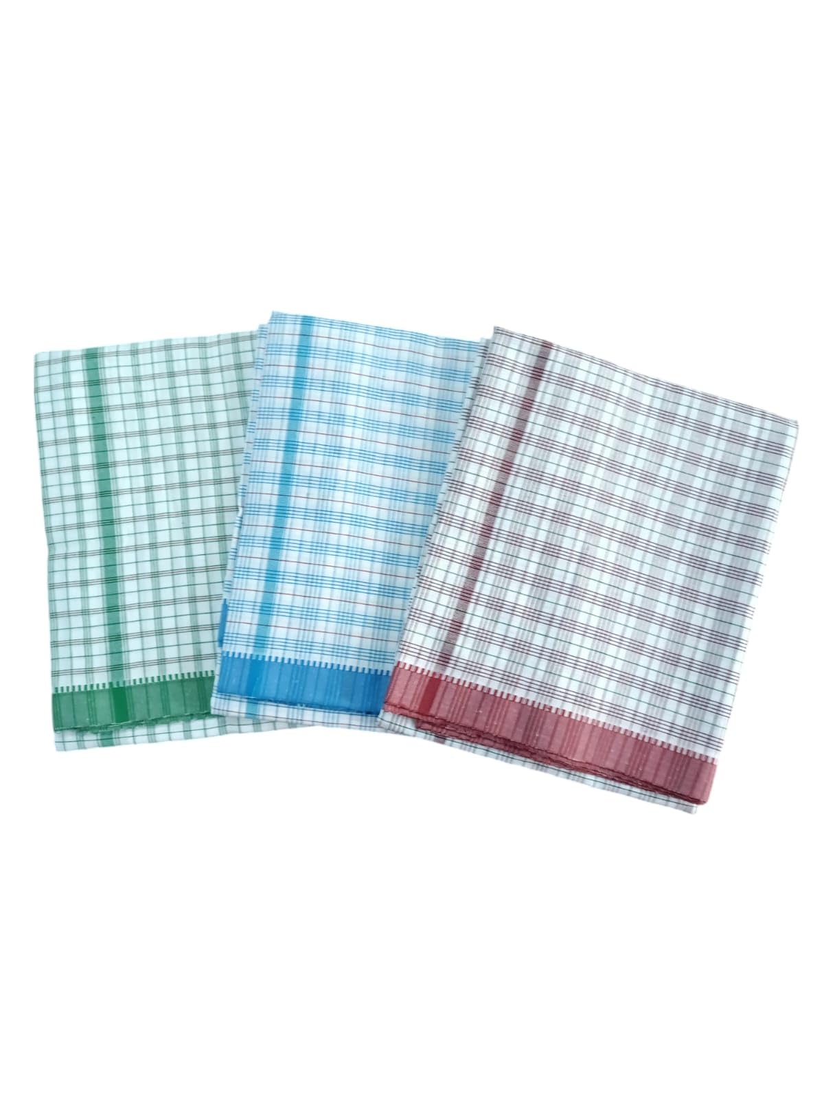 smart buy Handloom Cotton White with Checks Lungies for Men, Size-2.25 Meters “Pack of 2” Shantha Group-image-20