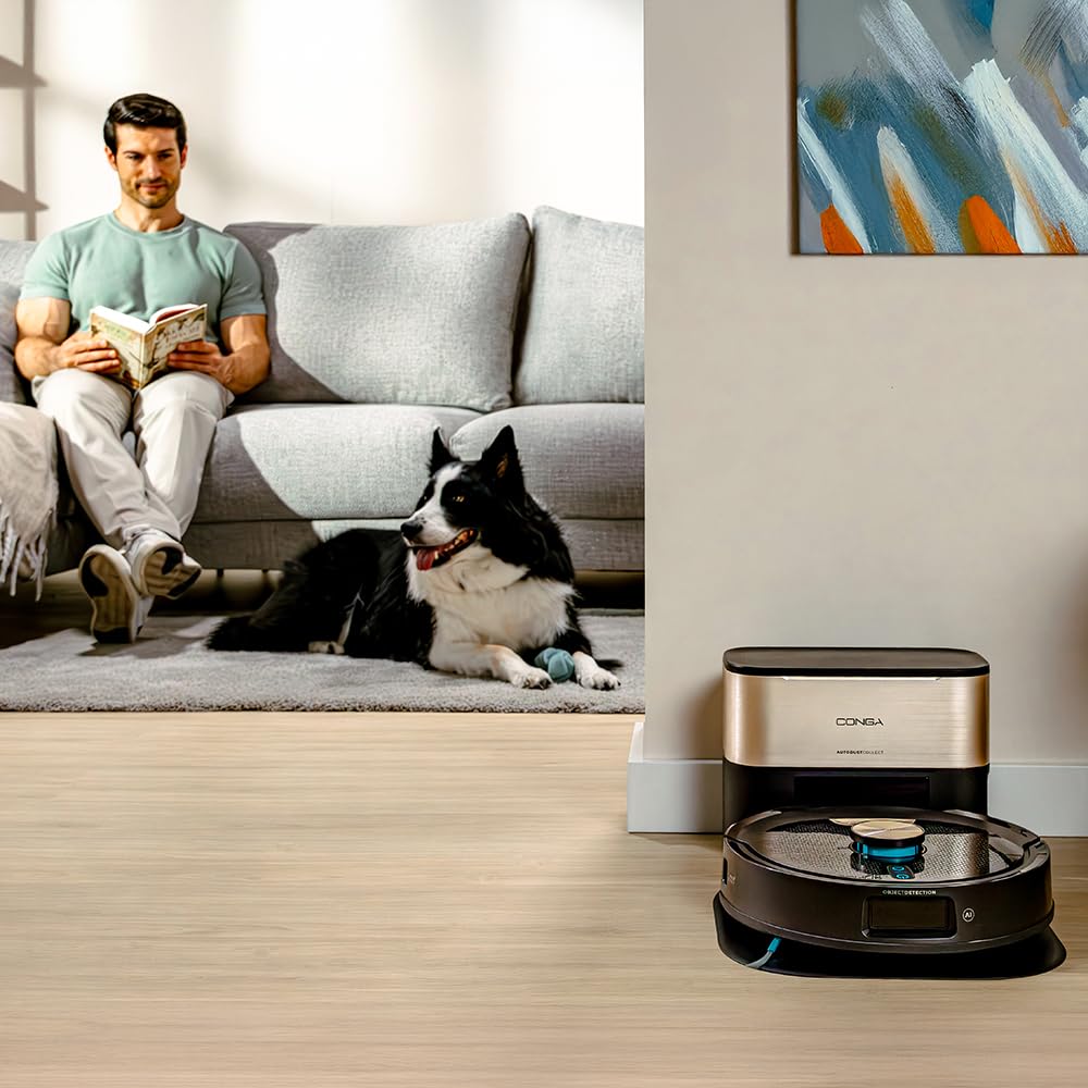 Cecotec Staubsaugerroboter mit Lasernavigation Conga Y100 X-Treme. Saugdruck von 20000kPa, Deckt bis zu 220 m² ab, Spezielle Silikonbürste für Haustieren, Selbstentleerungsstation mit Staubbeutel