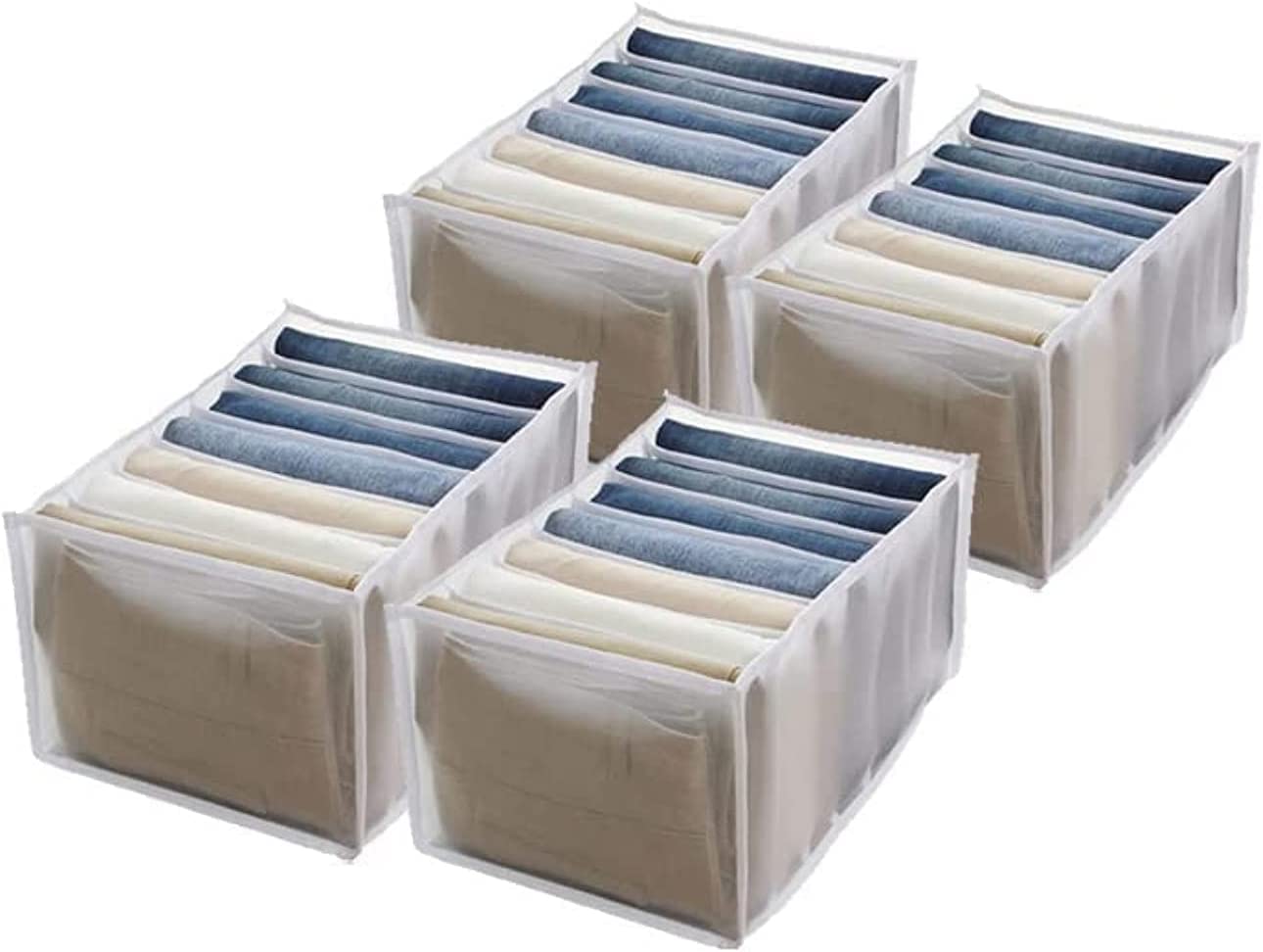 Washable Wardrobe Clothes Organizer (N4 Pieces-White)