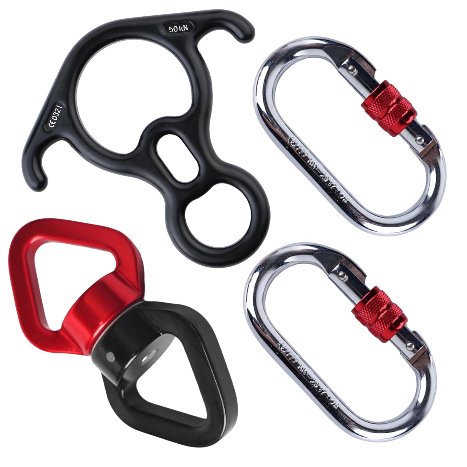 Équipement de Descente à Oreille Recourbée Pivot de Rotation 25 KN Dispositif Pivotant 360°Descendeur Connecteur Swing pour de Plein Yoga