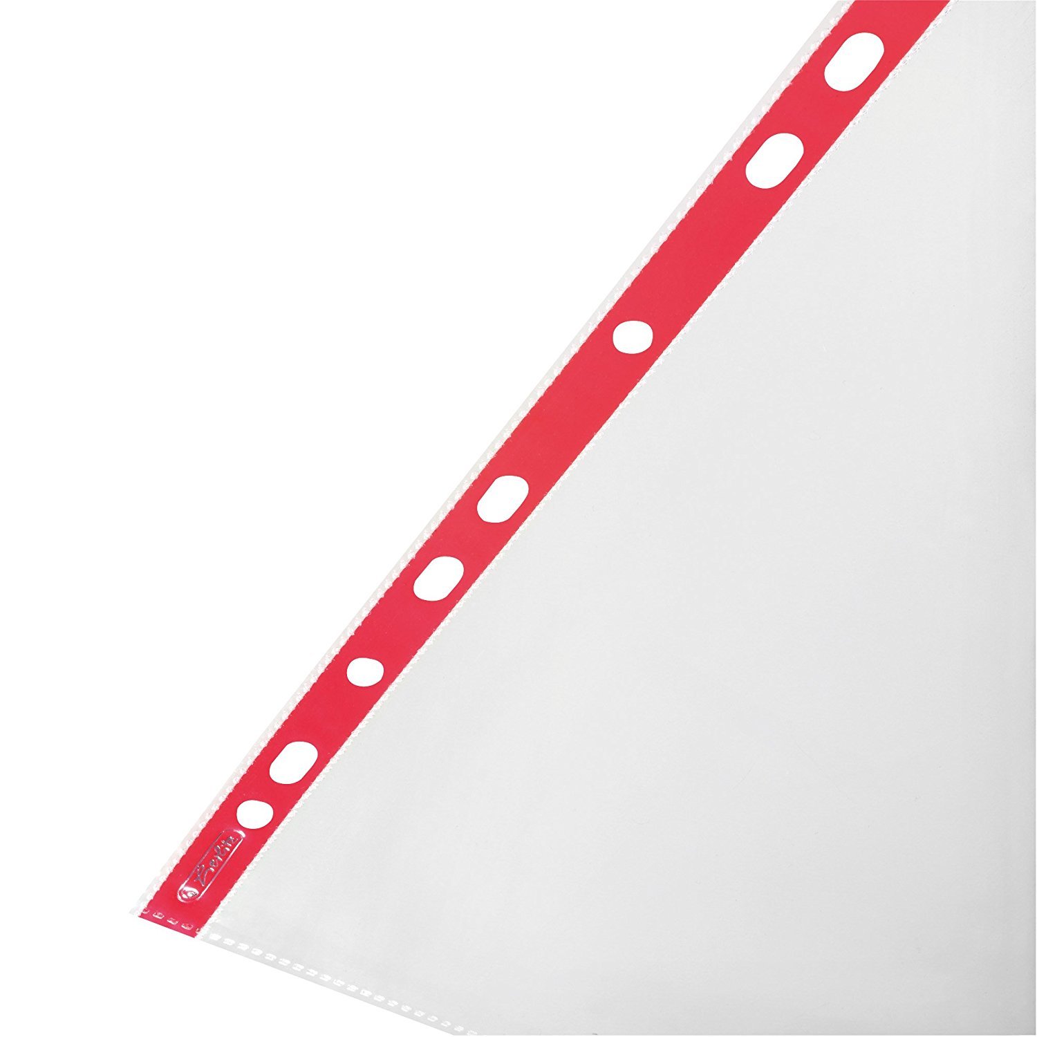 Herlitz 10914414 koszulki na dokumenty A4 przezroczyste z kolorowym brzegiem, opakowanie 100 sztuk, 0,07 mm
