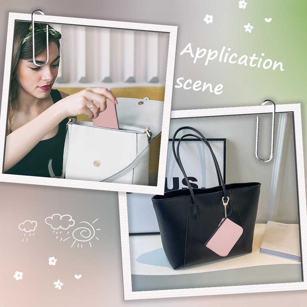 Portable PU Leather Card Holder Key Chain Wallet Small Change Purse Keychain Pink Coin Pouch with Golden Clasp Leather Zipper Pouch Pocket for Women Men Receipts Holding Daily Use