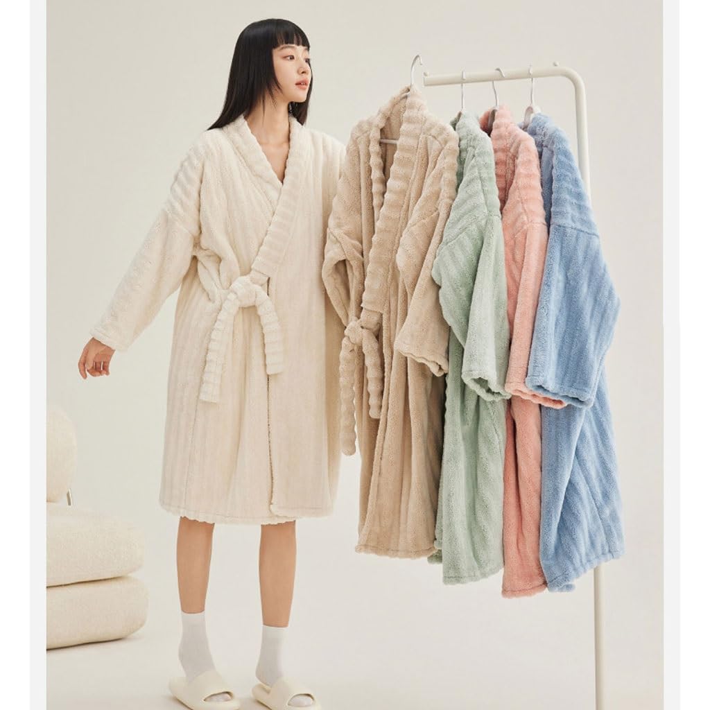 YCKEGEW Robe De Chambre Kimono En Coton 100 X 68 X 38 Cm Peignoir En Polaire Ultra-doux, Robe De Chambre Longue Pour Les Jours Froids, Peignoir De Spa, Vêtement De Nuit