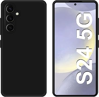 Rubber Case for Samsung Galaxy S24, Slim Soft Silicone Stylish Smooth Grip Drop Tested Shockproof Protection Cover for Samsung S24 5G Phone Case Black, Samsung Galaxy S24