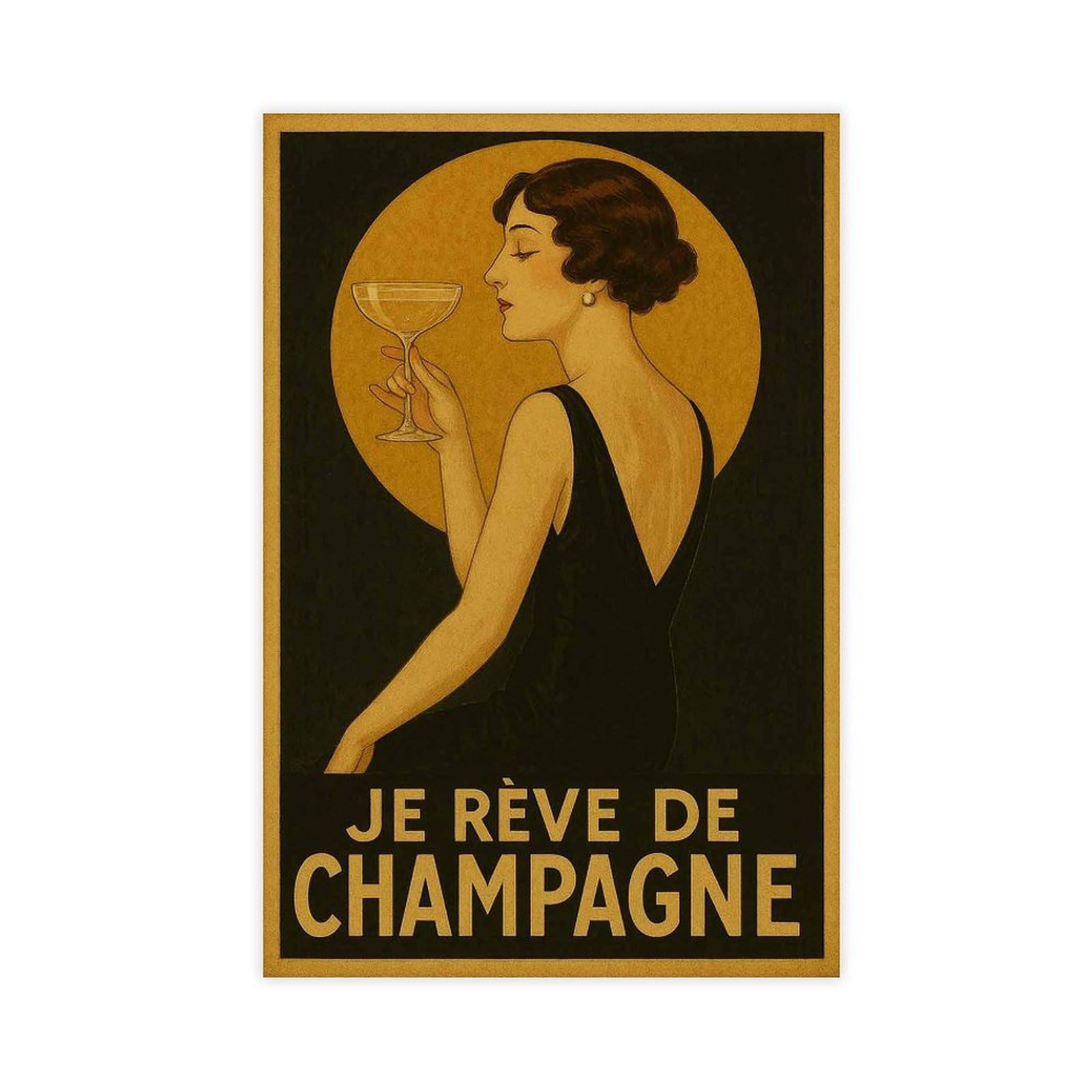 Bareronor Champagne Canvas Poster Bedroom Decor Landscape Office Room Decor Gift 24" L X 36" W