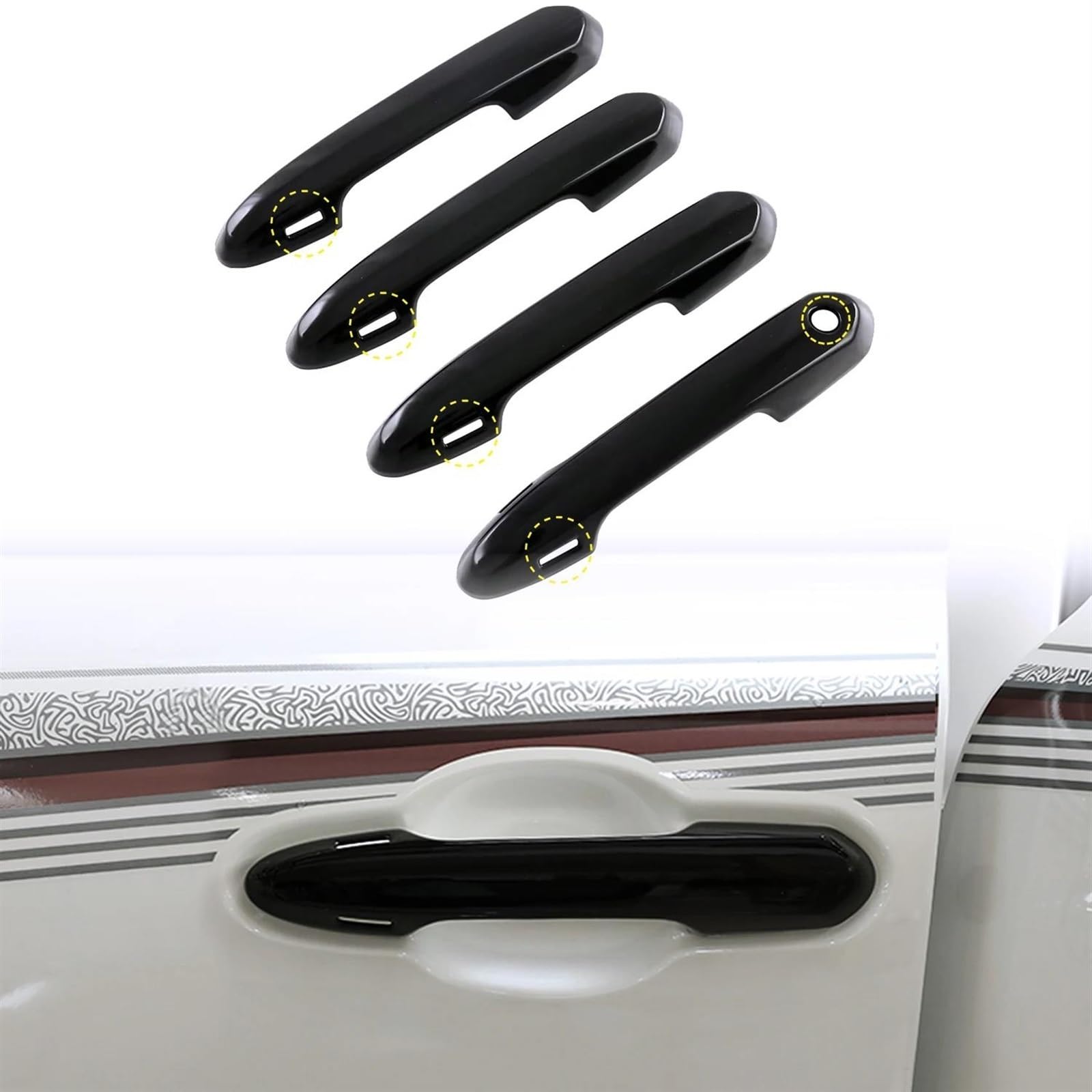 NOHEEU Car Exterior Door Handle Trim Cover for Toyota for Land Cruiser 300 J300 LC300 2022-2023(Black A)