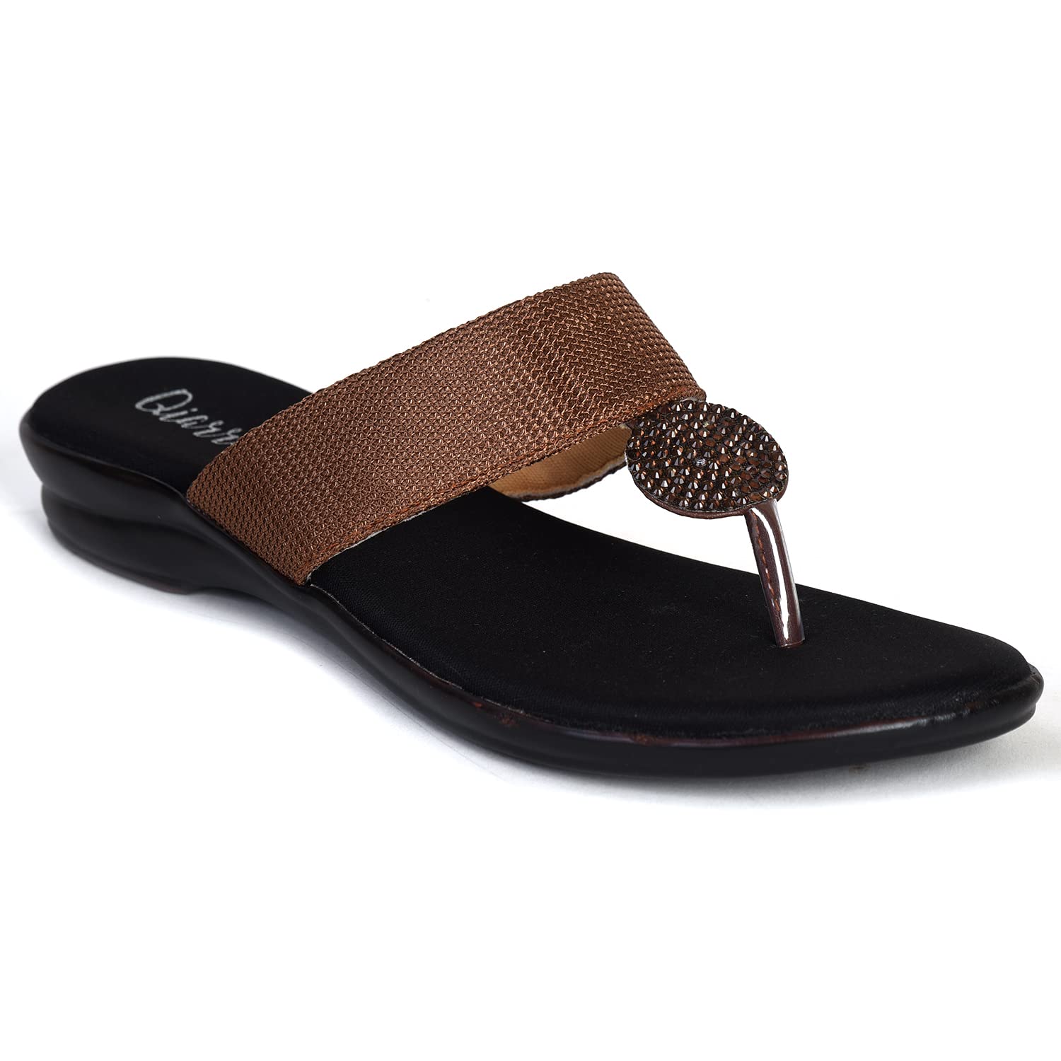 AJANTA Womens Brown & Black Flat Sandal BL1371 (B0BD5FKTHV) Amazon Price History, Amazon Price Tracker
