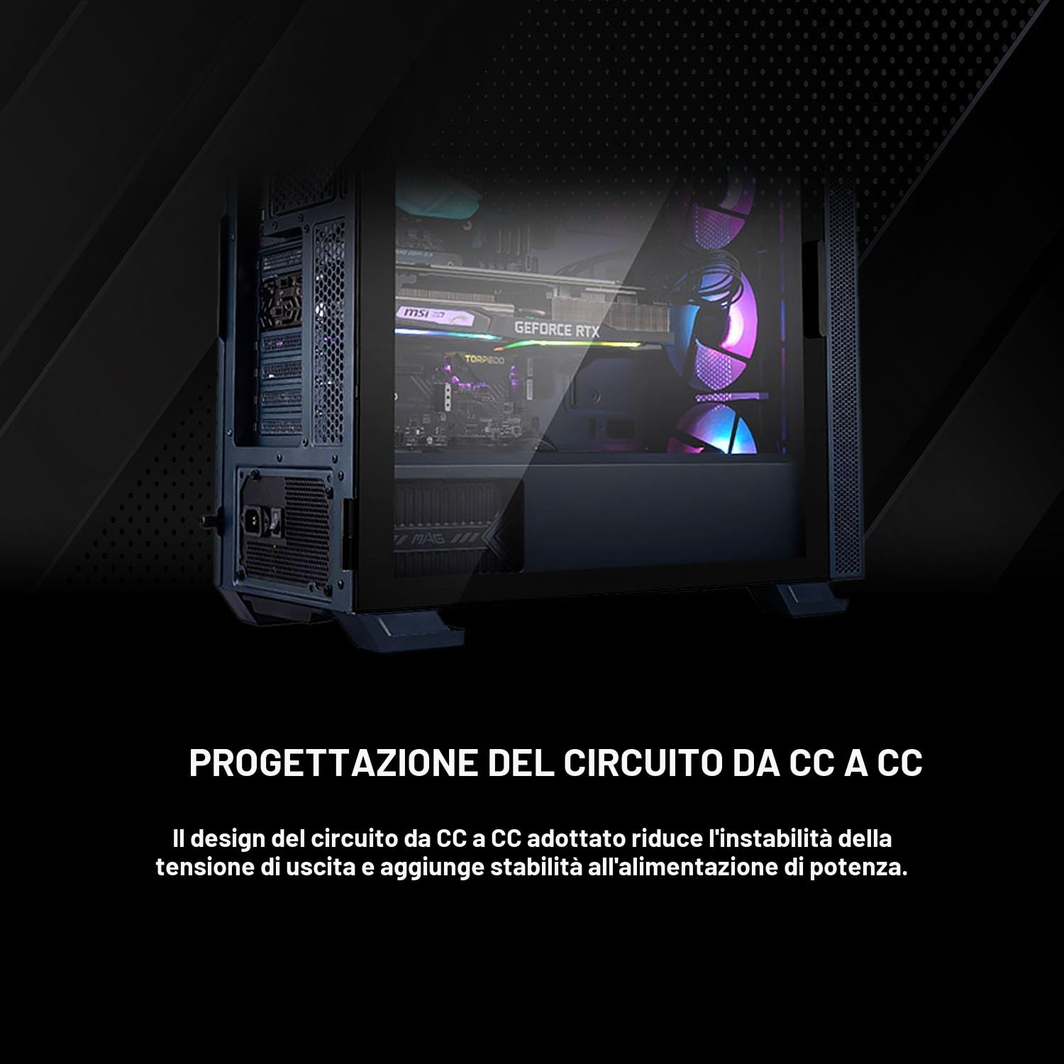 MSI MAG A550BN: alimentatore da 550 W con spina EU, certificazione 80 PLUS Bronze, formato PSU ATX, rail singola da 12V, circuito DC-DC, ventola da 120 mm – garanzia di 5 anni