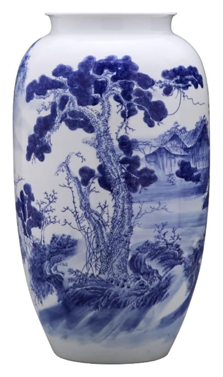 asdchZen Vase Vases For Centerpieces Ceramic Floor Large Vase Hand-Painted Blue And White Porcelain Vase Living Room Flower Arrangement Office Decoration Vase
