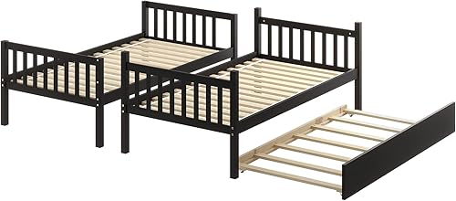 Miniatura 10 de Merax Cama individual con nido, marco de cama de plataforma con cabecera y estribo, para dormitorio, espacio de vida pequeño, no necesita somier,