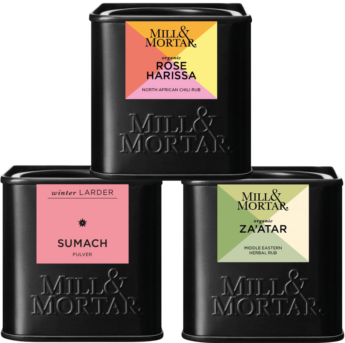 Mill & Mortar BIO Levante Gewürz-Geschenkset, Rose Harissa, Za’atar & Sumach
