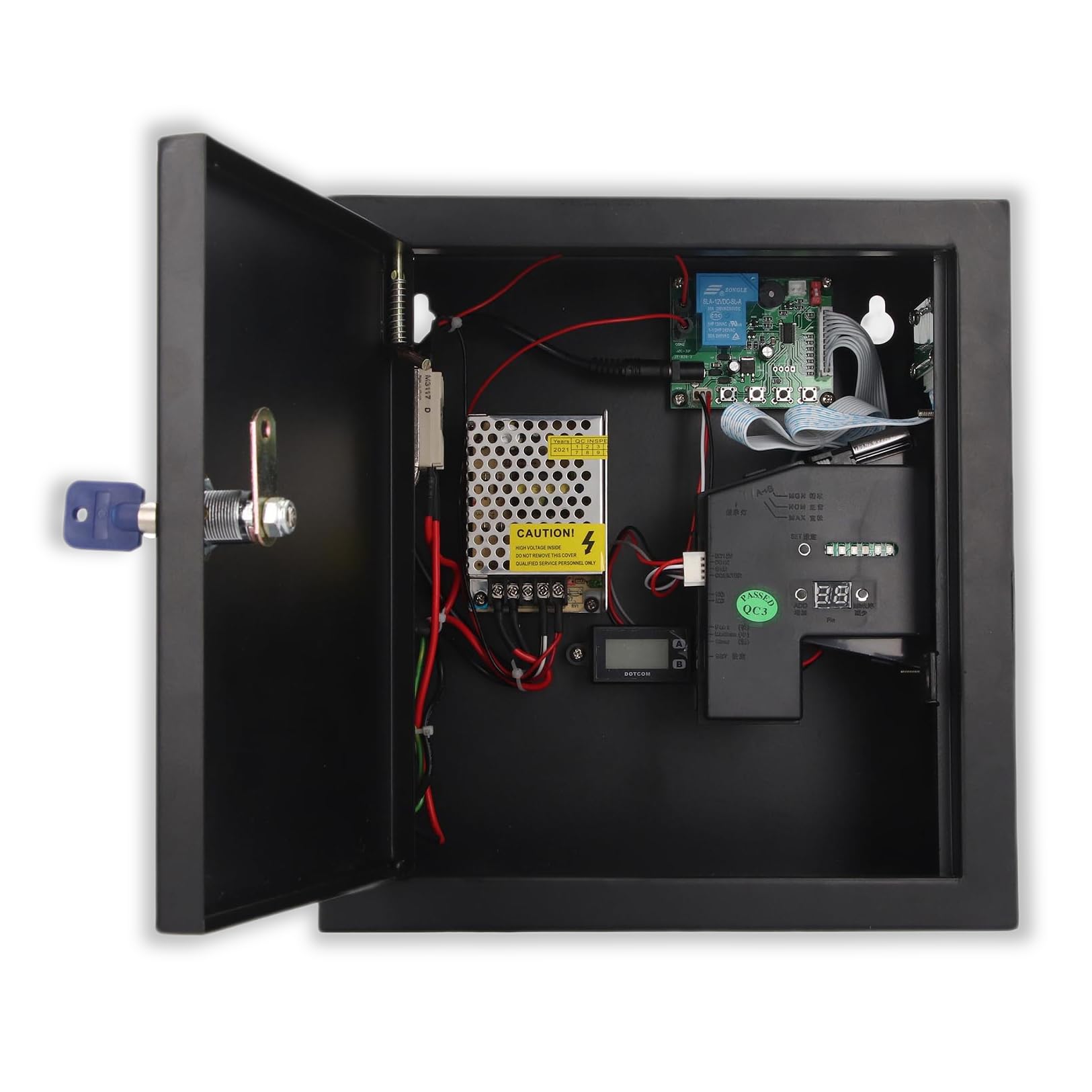 Boîtier de Commande de minuterie monnayeur electrique Prise EU 110?220V Facile à Assembler Boîte de minuterie de contrôle à monnayeur largement Minuteries