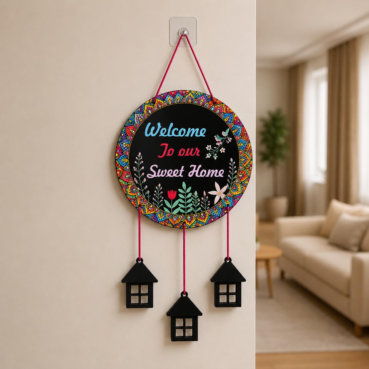 DECORIQUE Welcome Hanging Wall Hanging – Rustic Kitchen & Bar Wall Art - Modern Decorative Quote Plaque for Living Room, Dining Area, Bedroom, Office - Funny Gift for Dad & Home Decor-image-4
