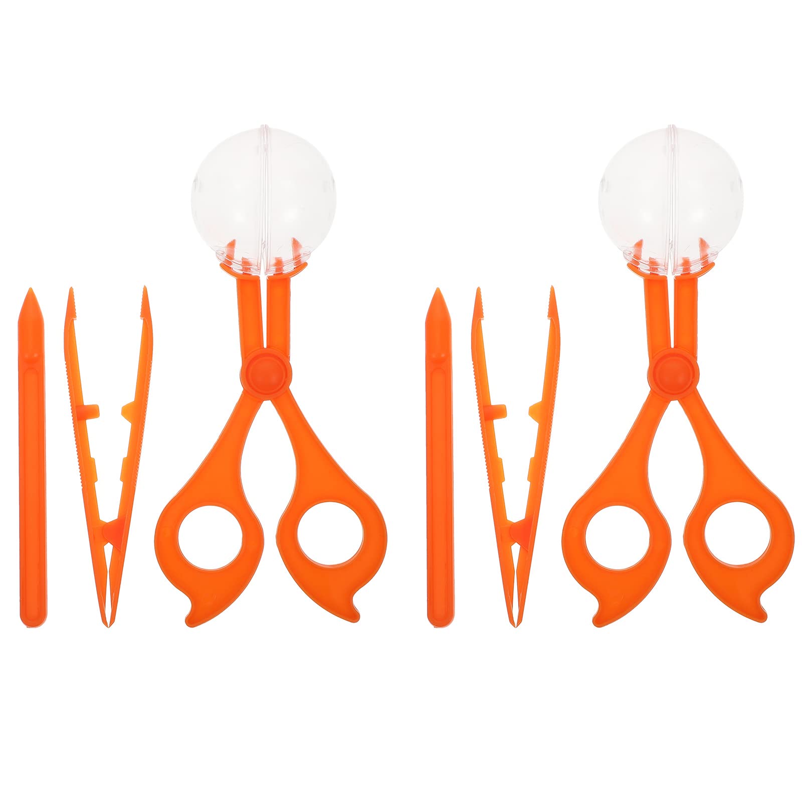Kisangel 2 Set Kids Scissors Handy Scoopers Plastic Jumbo Tweezers Catcher Tool for Kids Boys Girls