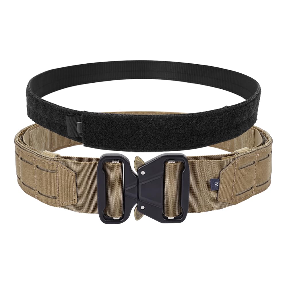 SINAIRSOFT Battle Belt Tactical Gun Belt Quick Release Rigger MOLLE Belt, 2” & 1.5” Heavy Duty Belt Combat Belt