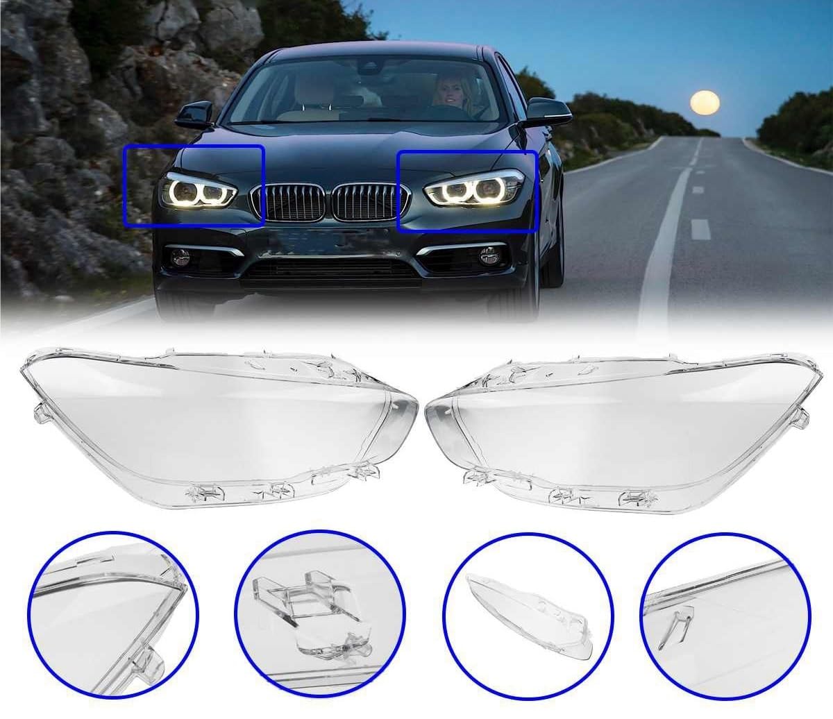 FUNFOB Copertura Faro per Auto Paralume in Vetro per Faro Sinistro Dell'auto, Coprilampada per BMW Serie 1 per F20 116I 118I 120I 2016-2019 Paralume Anteriore