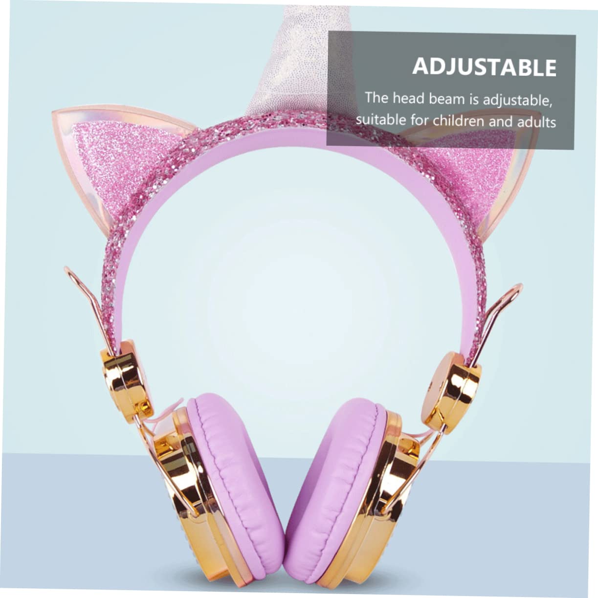 KOMBIUDA 2stücke Mädchen Kopfhörer Mit Mikrofon Faltbare Over-Ear Kopfhörer Für Lautstärkebegrenzung Kompatibel Mit Smartphones Und Tablets Einzigartiges Einhorn-Design Roségold