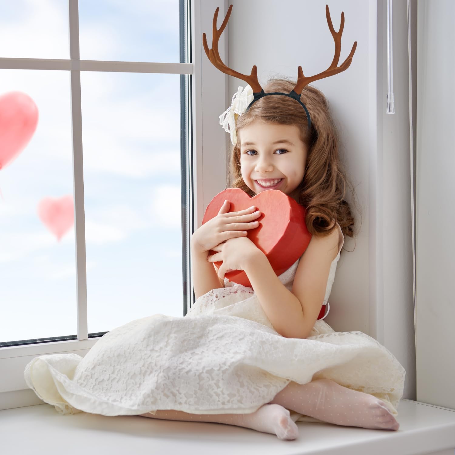 MEISH Deer Antler Headband Plush Reindeer Antler Headband Cute Christmas Reindeer Ears Headbands Christmas Hair Accessories for Women Girls (color1) - Image 4