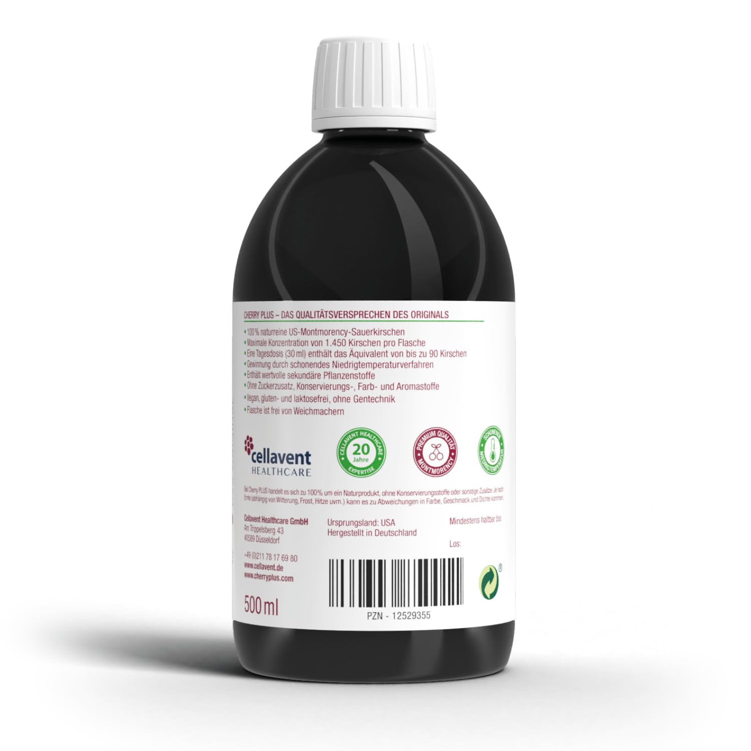 Concentré de cerises aigres Montmorency US - Hautement concentré - 1 450 cerises aigres Montmorency par bouteille (3 x 500 ml) - Cherry PLUS