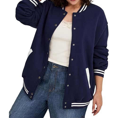 Torrid Women's Plus Size Coat - Fleece Relaxed Bomber Jacket