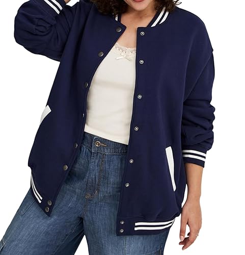 Torrid Women's Plus Size Coat - Fleece Relaxed Bomber Jacket - 4 Plus - Peacoat