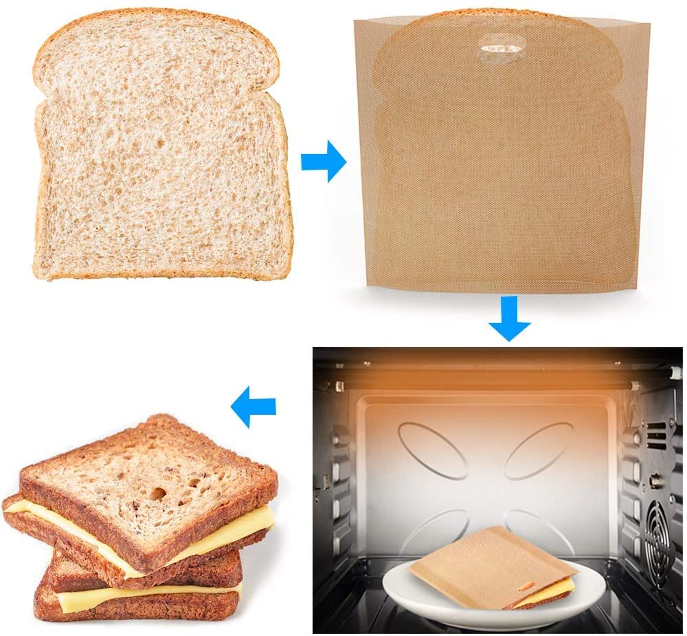 Toasterbeutel, 10 Stücke antihaft-Toastertüten Wiederverwendbare Toastabags Waschbar, Toaster Beutel für Toast Sandwich, Pizza, Käse