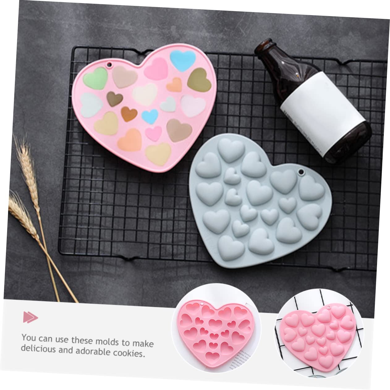 Alipis 8 Pz muffa ice cream gelatto gommosi per biscotti decorativi arredamento per biscotti fai da te stampo da forno per cioccolato A forma di cuore decorare rosa
