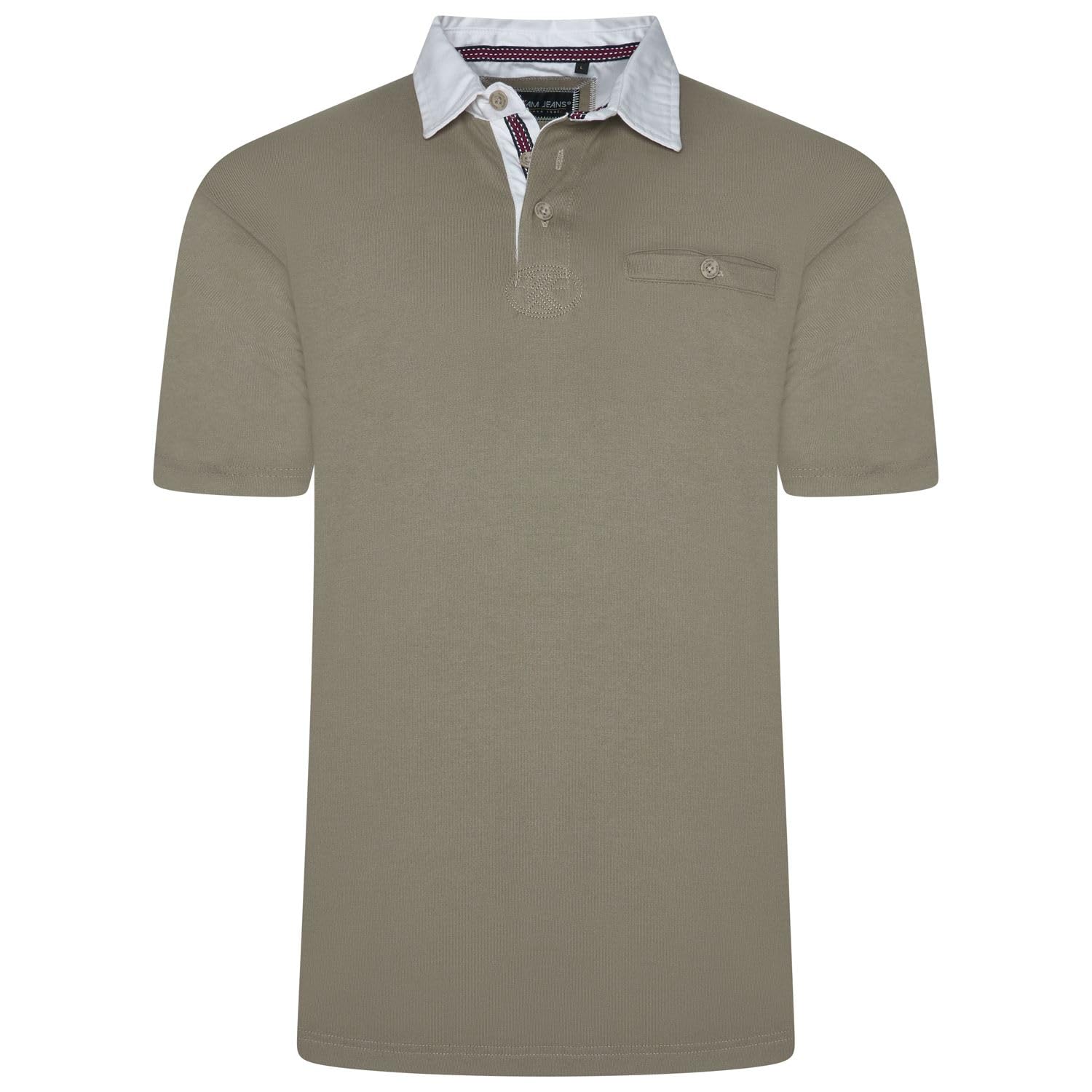 Kam Men's Laurel Oak Rugby Polo Plain Short Sleeved Contrast Collared Plus Size 2XL-8Xl 5549 (Uk, Alpha, 5XL, Plus, Regular, )