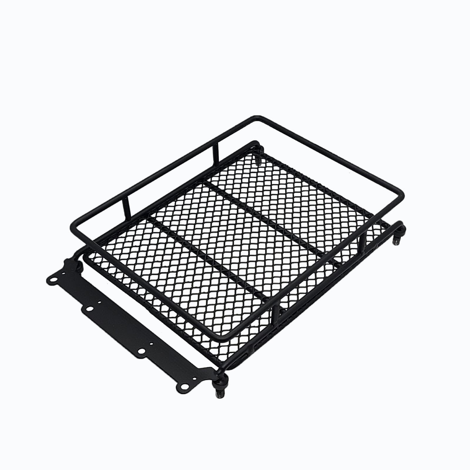 RC Roof Rack with Mesh Surface Metal RC Crawler Luggage Rack Realistic for Scale Model Upgrades Black Without Light-image-26