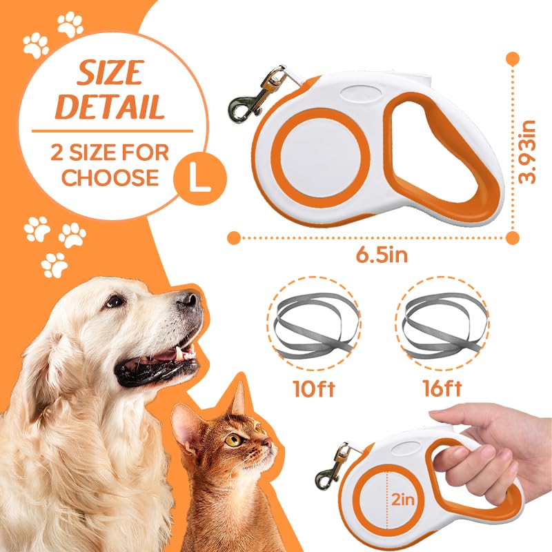 New Retractable Dog Leash, Double-Sided Custom Pet Walking Leash for Dogs, Personalized Your Pet's Photo & Your Telephone Number, Up to 16Ft Maximum of Extension with Self-Locking Buttons