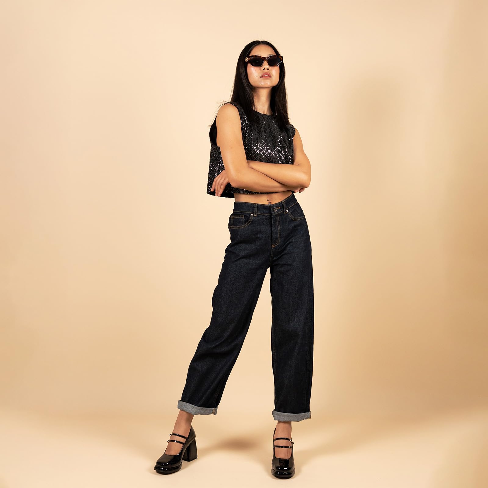 Theater Women Black Mary Jane Platform Pumps | Double Strap Square Toe Block Heels | Stylish & Comfortable for Office, Party & Causal Wear 2
