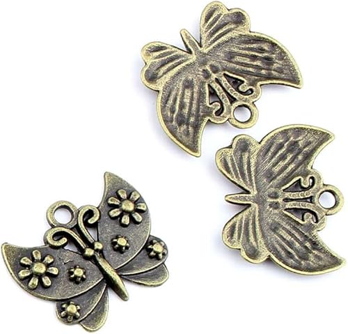 Bisutería bronce antiguo colgantes fl2258 mariposa Craft un montón reparación suministros