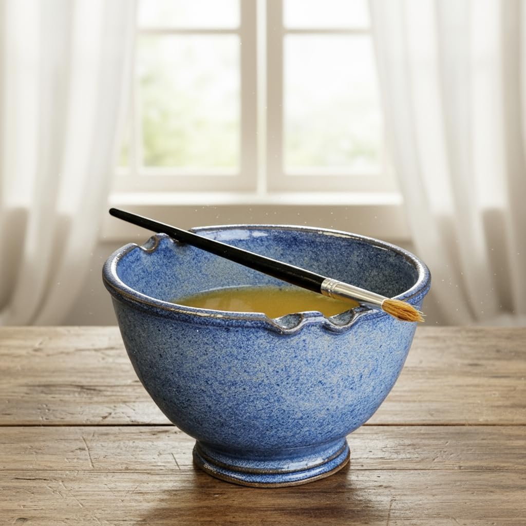 Paint Watercolor Bowl Brush Holder Rest Stand Creative Painter Artist Studio Desktop Rinse Cup Blue