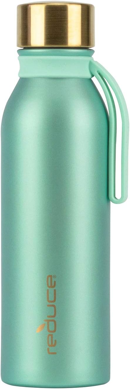 Reduce Water Bottle – Hydro Pure 20 oz – Features a Purifying Lid, Body, Carry Strap – Stay Healthy and Hydrated On-The-Go, 24 Hours Cold – Stainless Steel Body, Copper Lid – Mild Mint