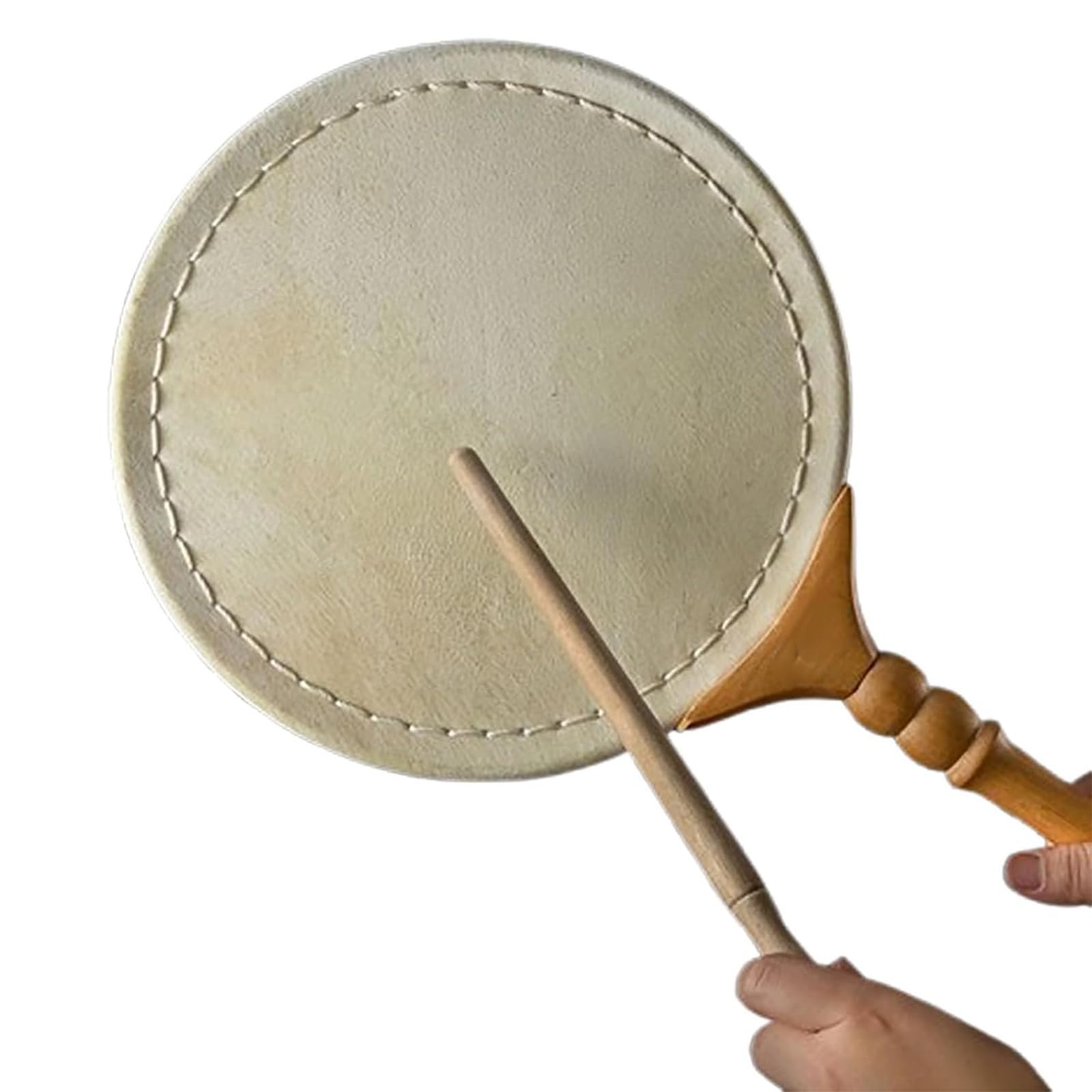 Tamburo a mano, 26,9 cm, rotondo, in pelle di bufalo, strumento musicale etnico con manico in legno, per spettacoli, eventi culturali, decorazioni, regali