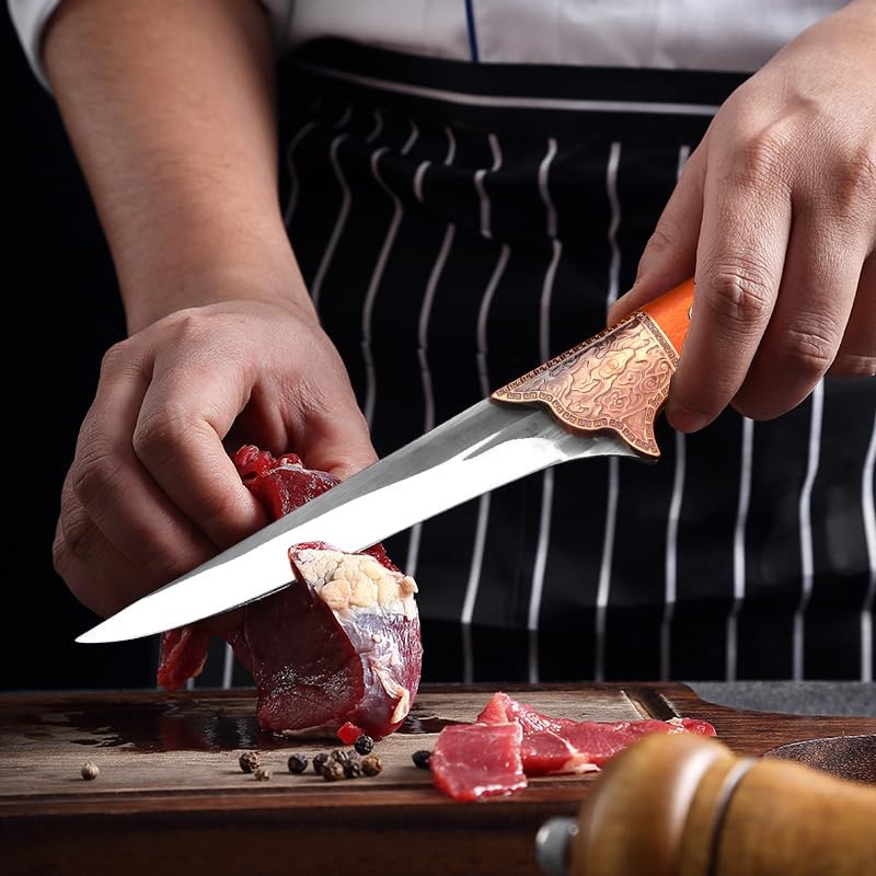 Meat Cleaver,Cleaver Knife Forged Kitchen Boning Knife Meat Cleaver Fish Vegetables Slicing Knife Plastic Handle Butcher Chef Cooking Knives With Cover