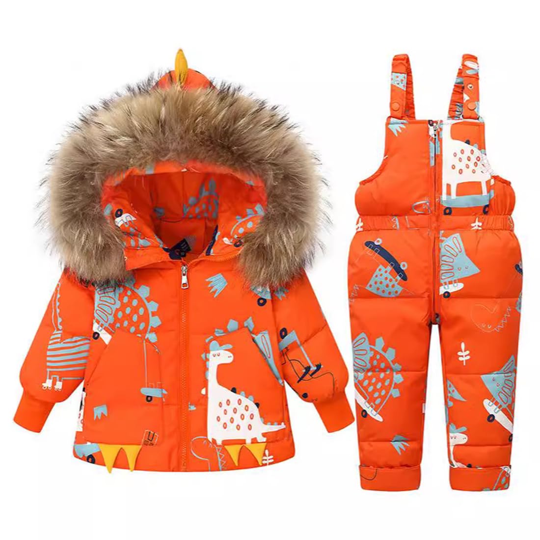 Jhaoyu Tuta Da Neve Per Bambini 2 Pezzi Con Giacca E Salopette – Poliestere Con Cappuccio A Orecchie D’orso, Per Sci E Snowboard, Taglie 1-6 Anni