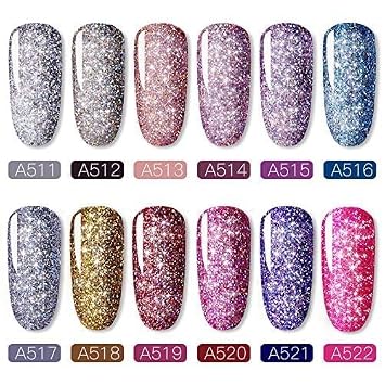 Silver Reflective Glitter Gel Nail Polish, Diamond Nail Glitter, Holographic Nail Polish, Nail Art DIY Manicure Salon, DIY Nail Design, Nail Art Gifts for Girls Women (A517)