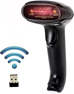USB Wireless Barcode Scanner,Alacrity Handheld Laser Barcode Reader (2.4GHz Wireless & USB2.0 Wired) with Receiver Storage of up to 10000 Code