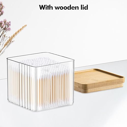 Miniatura 5 de Poeland Caja de almacenamiento de escritorio, organizador de cosméticos con tapa de madera para cosméticos, suministros de oficina, accesorios