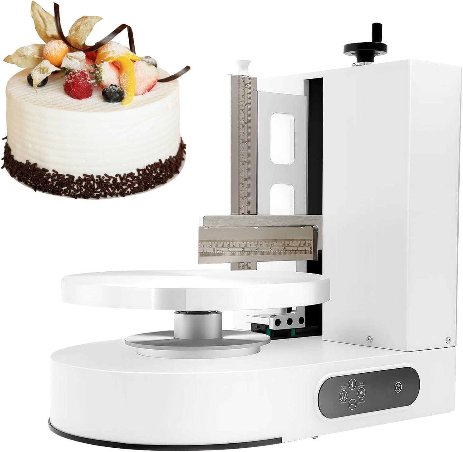 Cake Decorating Machine, Tabletop Cake Frosting Machine, Cream Smooth Coating Decoration Machine with LCD Display Type for 4-12inch Cakes for Cake Shops, Dessert Shops, Households