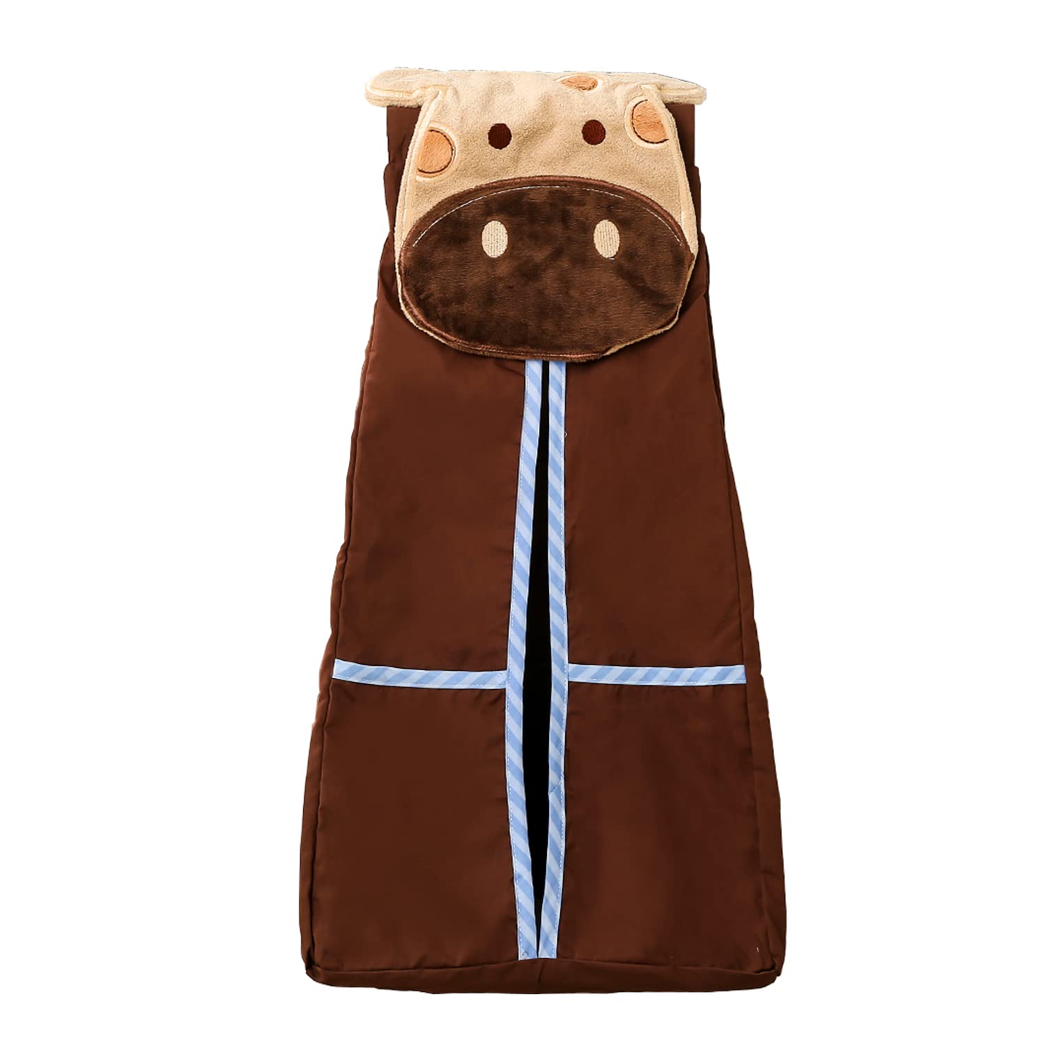 Diaper Stacker Handmade Giraffe Baby Diaper Hanging Bag with 2 Pocket for Toys 1 Piece Brown (Giraffe Head)